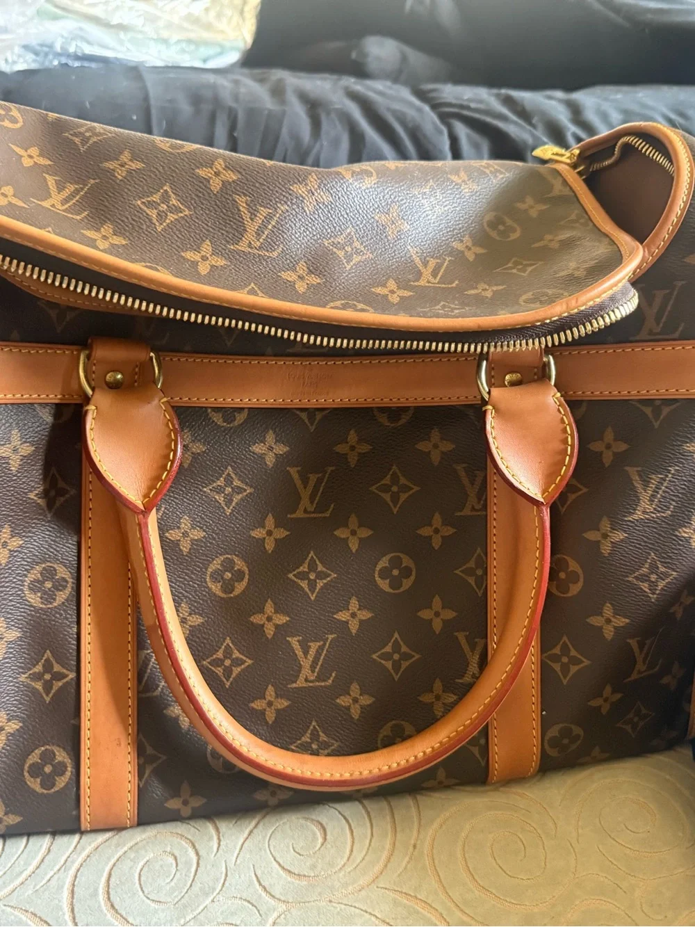 Louis Vuitton Monogram Canvas Brown and Natural Leather Pet Carrier